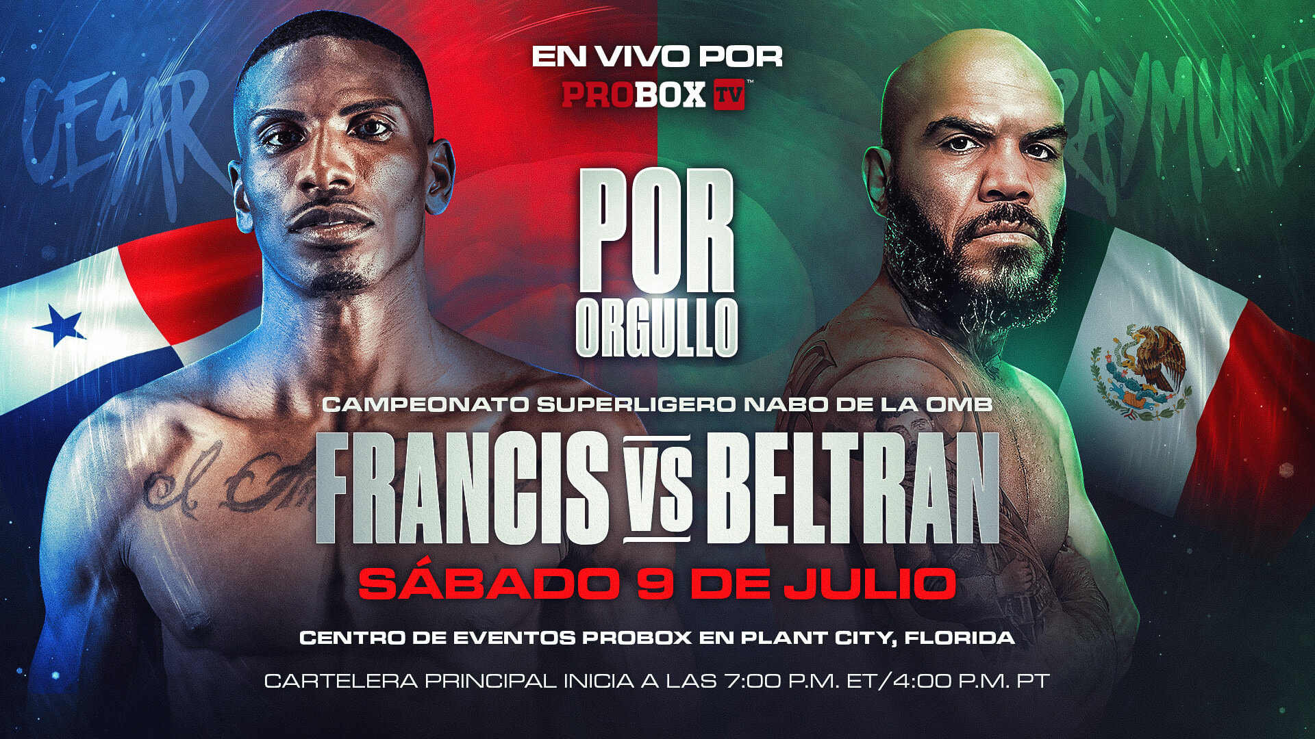 Francis vs Beltran July9th at ProBox Event Center in Plantation City, Florida