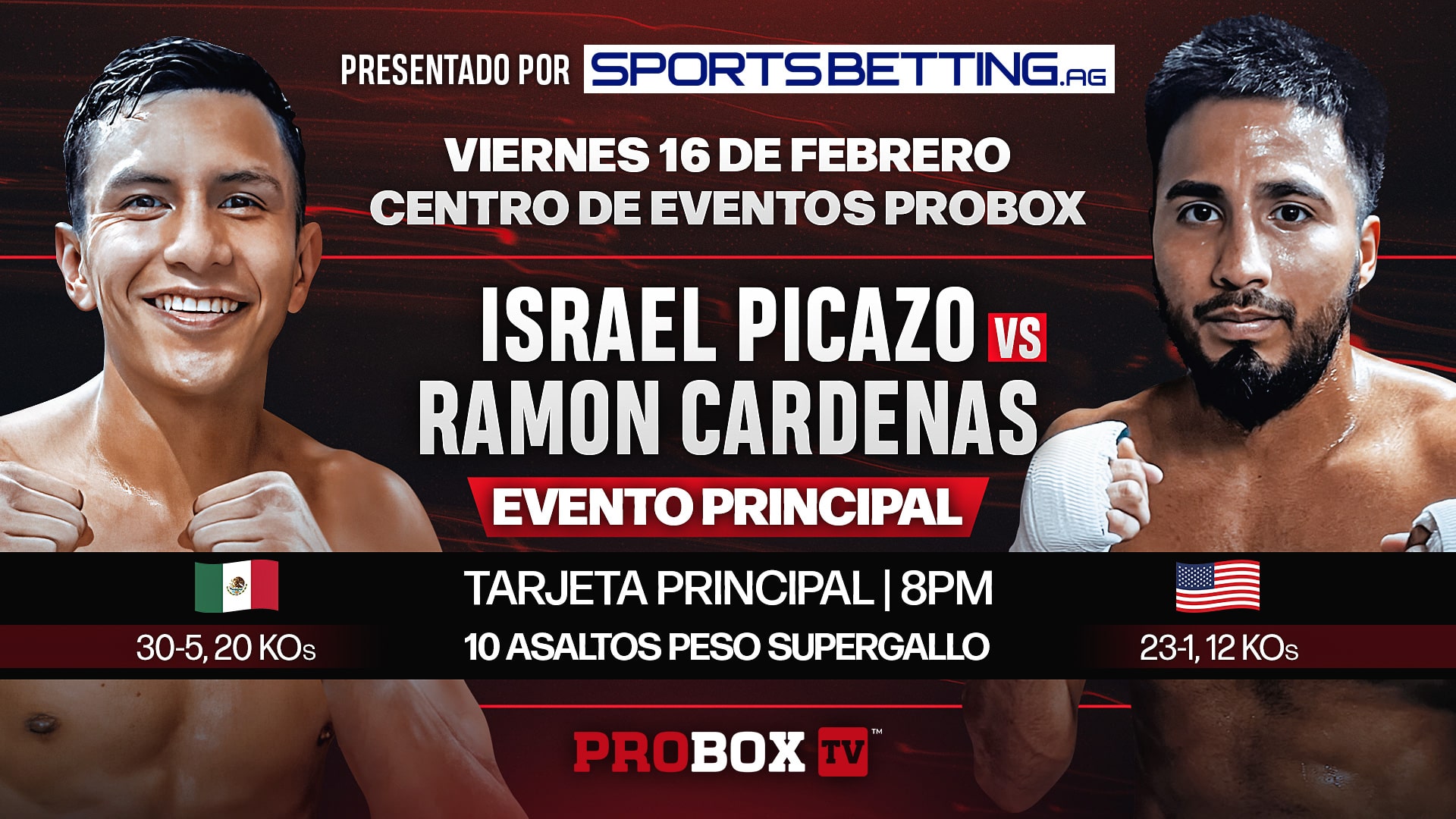 Israel Picazo vs Ramon Cardenas Miercoles de Boxeo 16 de Febrero, 2024 ProBox TV