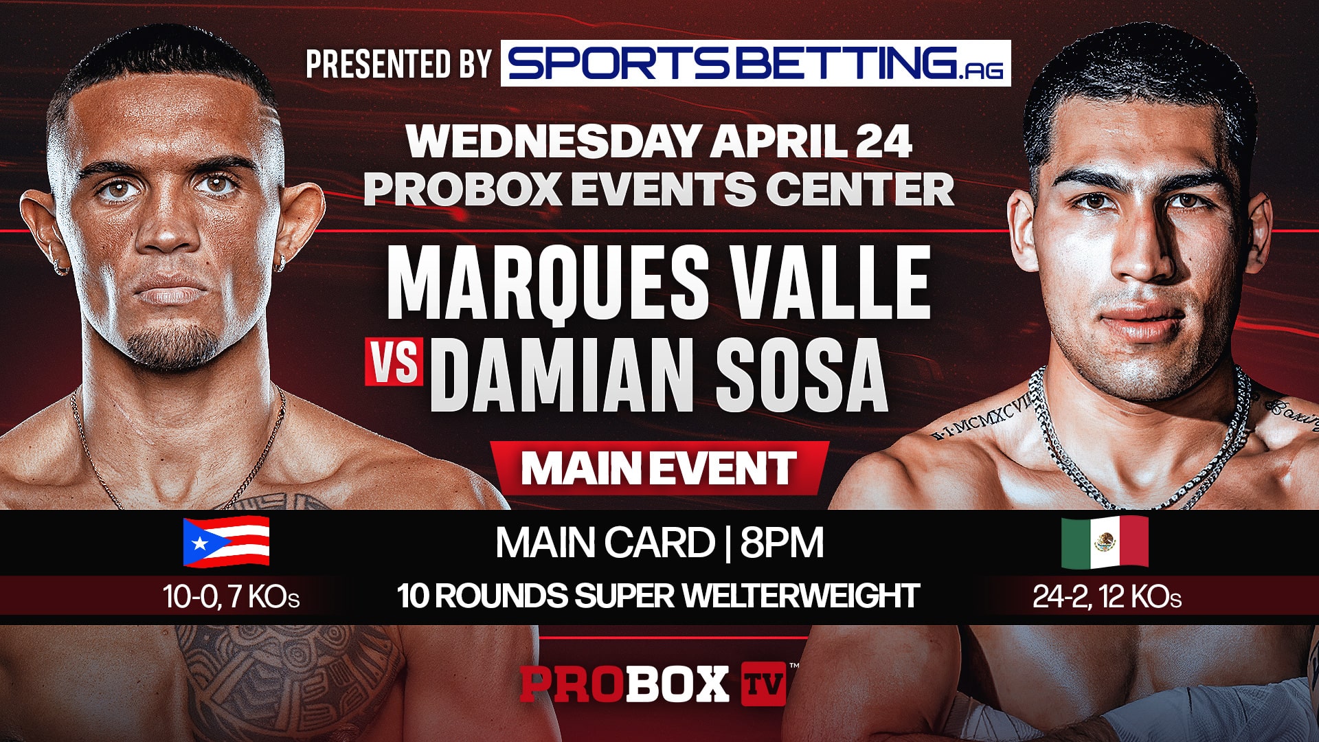 Marques Valle vs Damian Sosa Wednesday Night Fights April 24, 2024 ProBox TV Events Center, Florida, USA
