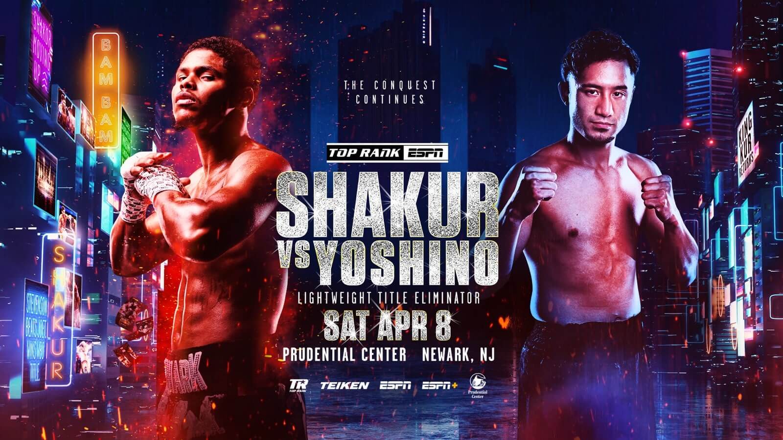 Shakur Stevenson vs. Shuichiro Yoshino, Saturday April 8 at Prudential Center, Newark, United States
